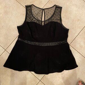 Torrid Special Occasion Top | Black Peplum Style | Zipper Back | Sz 3 (22-24)